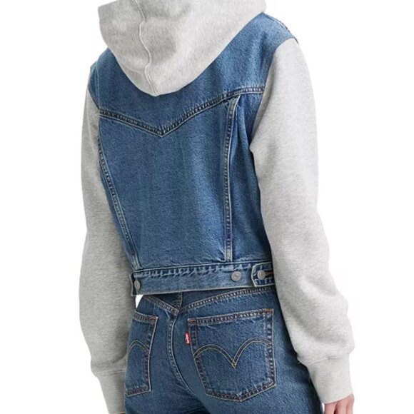 LEVI'S HYBRID HOODIE TRUCKER JACKET SZ M - Picture 2 of 8